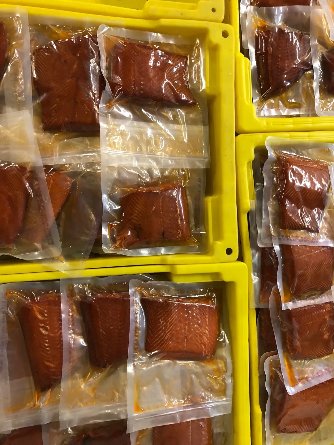 Seafood packed in airtight plastic covers